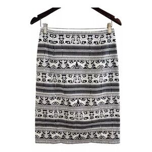 Kate Spade Black and White Egyptian Print Pencil Skirt